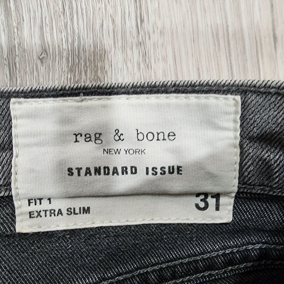 Rag & Bone Men's Standard Issue Fit 1 Extra Slim Button Fly Gray Jeans Size 31 - Picture 2 of 6